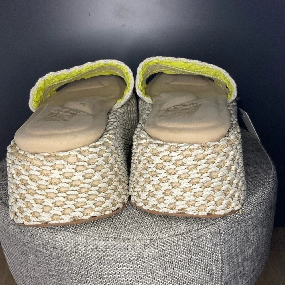 Rag N Bone Women‎ Logan Crochet Green Yellow Square Toe Platform Sandal 39